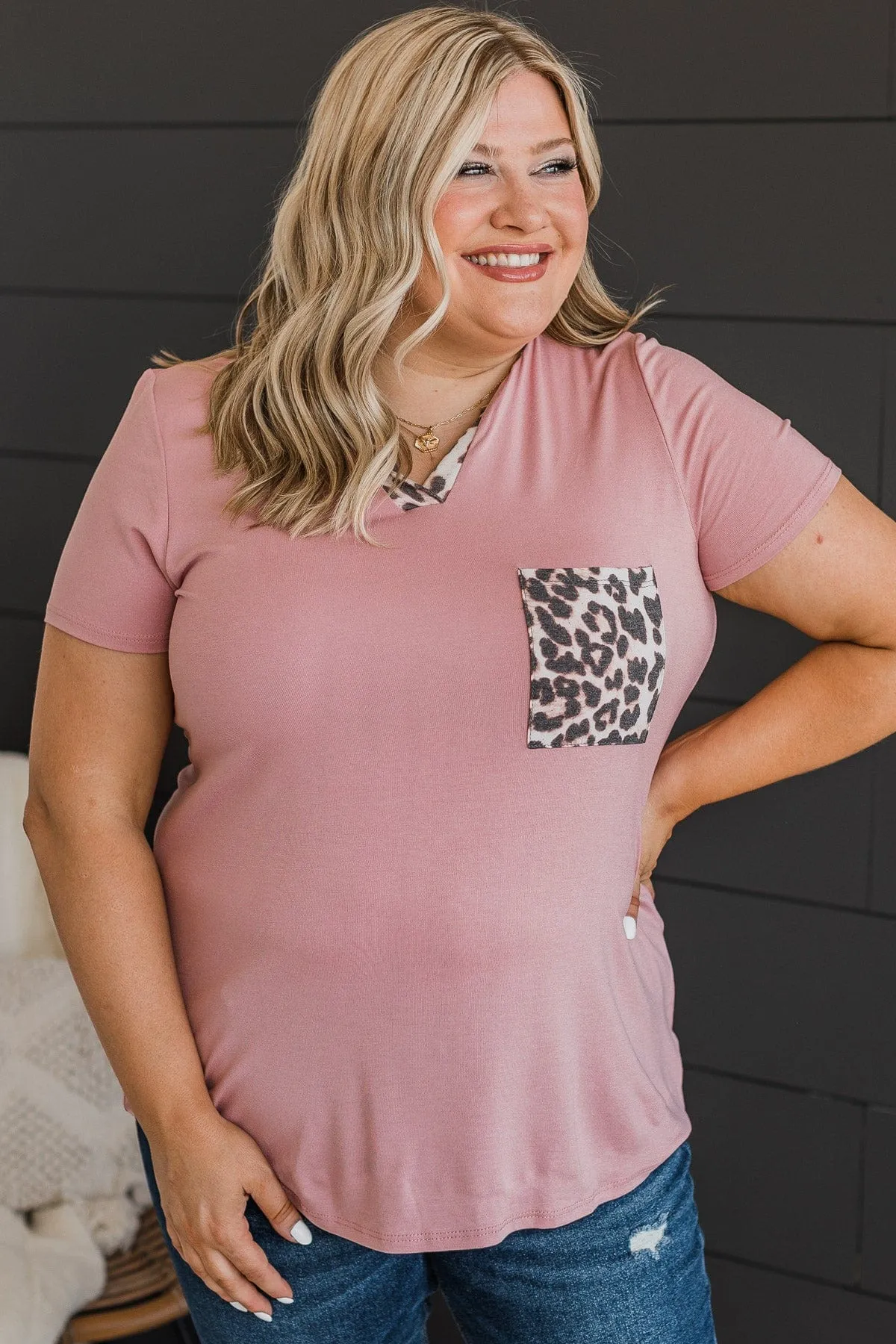 Adventure Ready V-Neck Top- Mauve