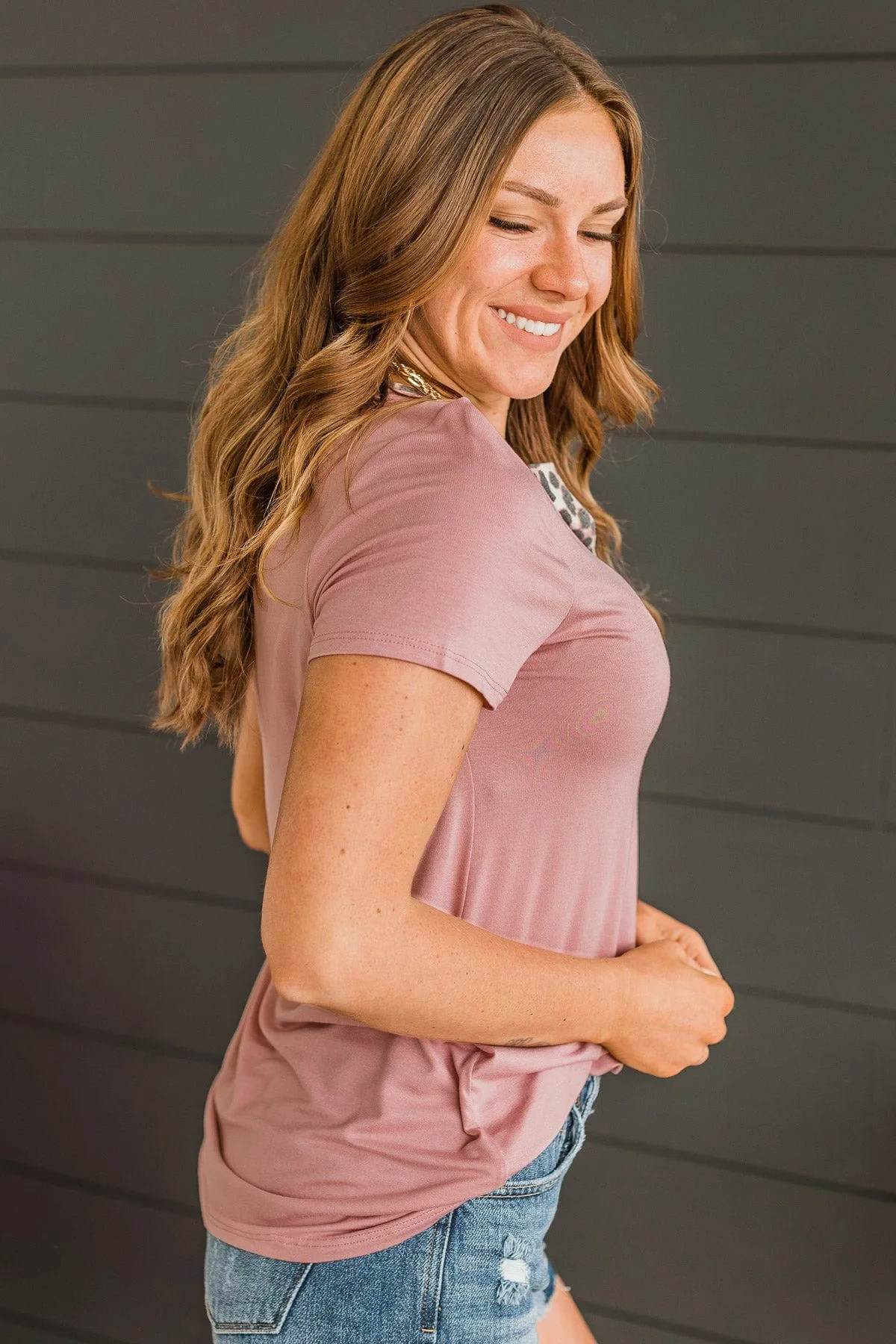 Adventure Ready V-Neck Top- Mauve