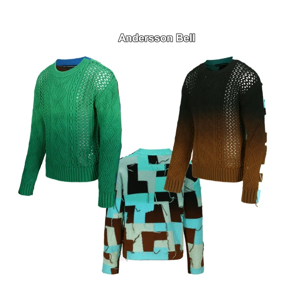 ANDERSSON BELL  |Nylon Street Style U-Neck Long Sleeves Plain Cotton Sweaters