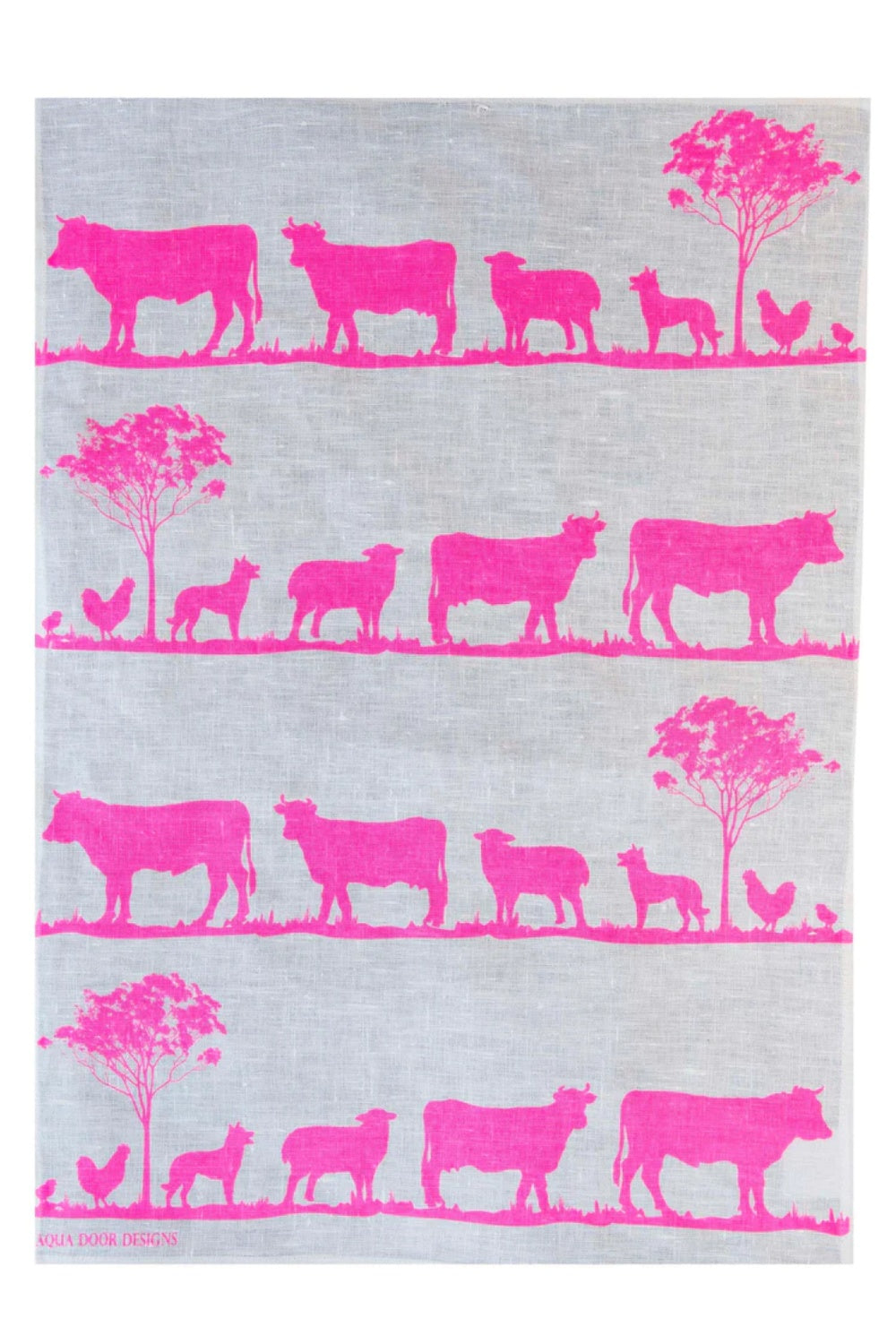 AQUA DOOR DESIGNS PADDOCK TEA TOWEL HIGHLIGHTER PINK