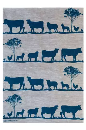 AQUA DOOR DESIGNS PADDOCK TEA TOWEL NAVY