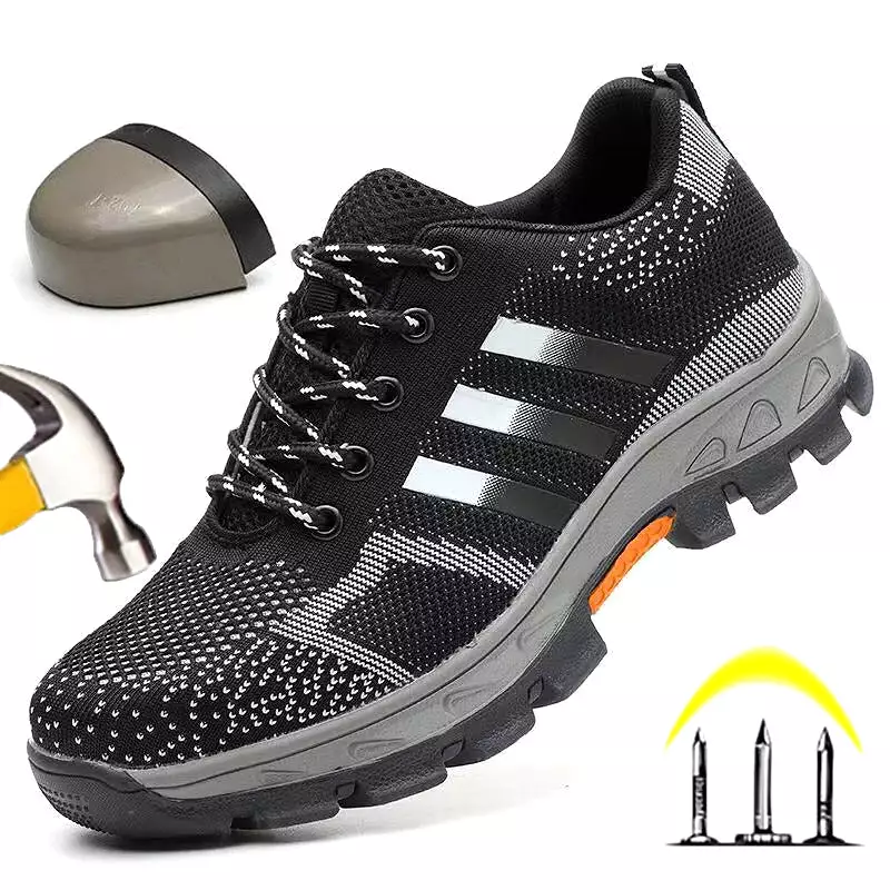 Ashore Shop Unisex Men Steel Toe Cap Work Safety Shoes Puncture-Proof Boots Non Slip Sneakers