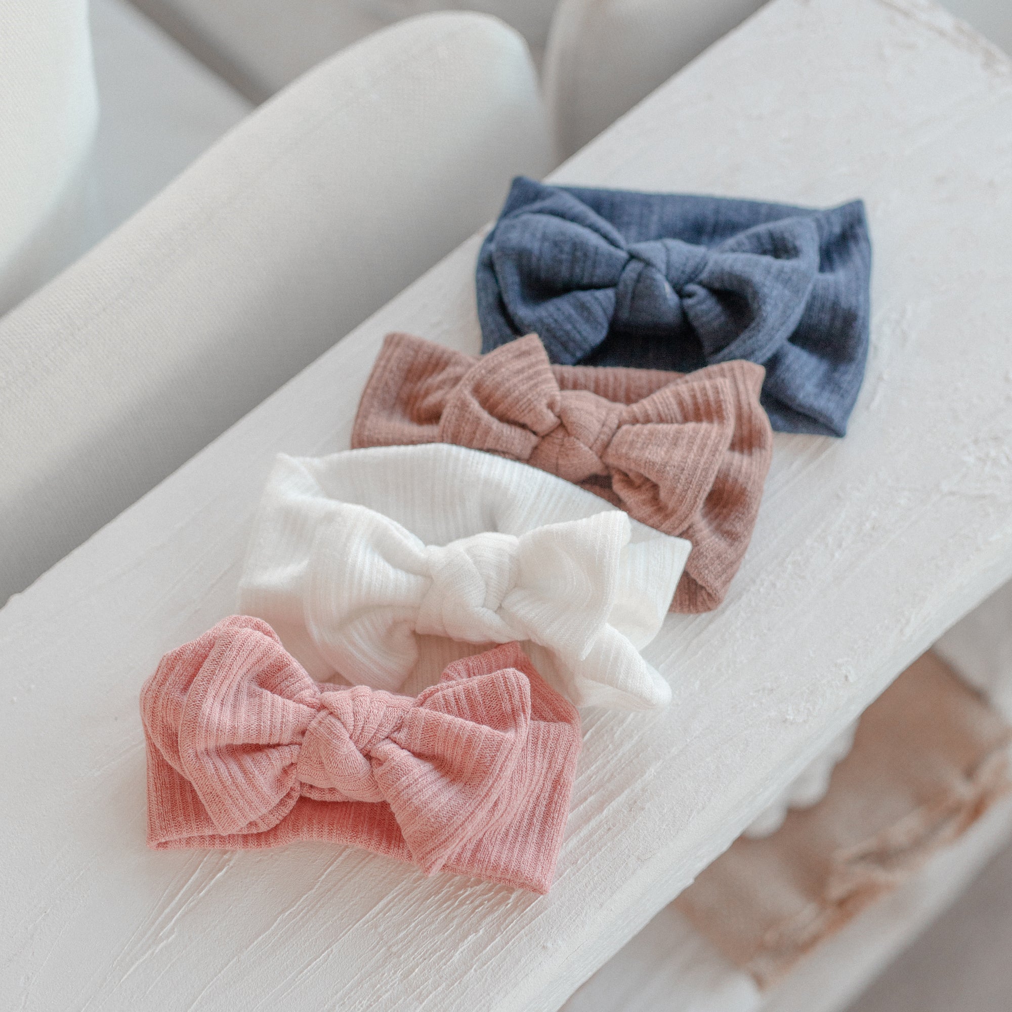 Baby Light Knit Single Soft Bow Knot Headband — Lipstick