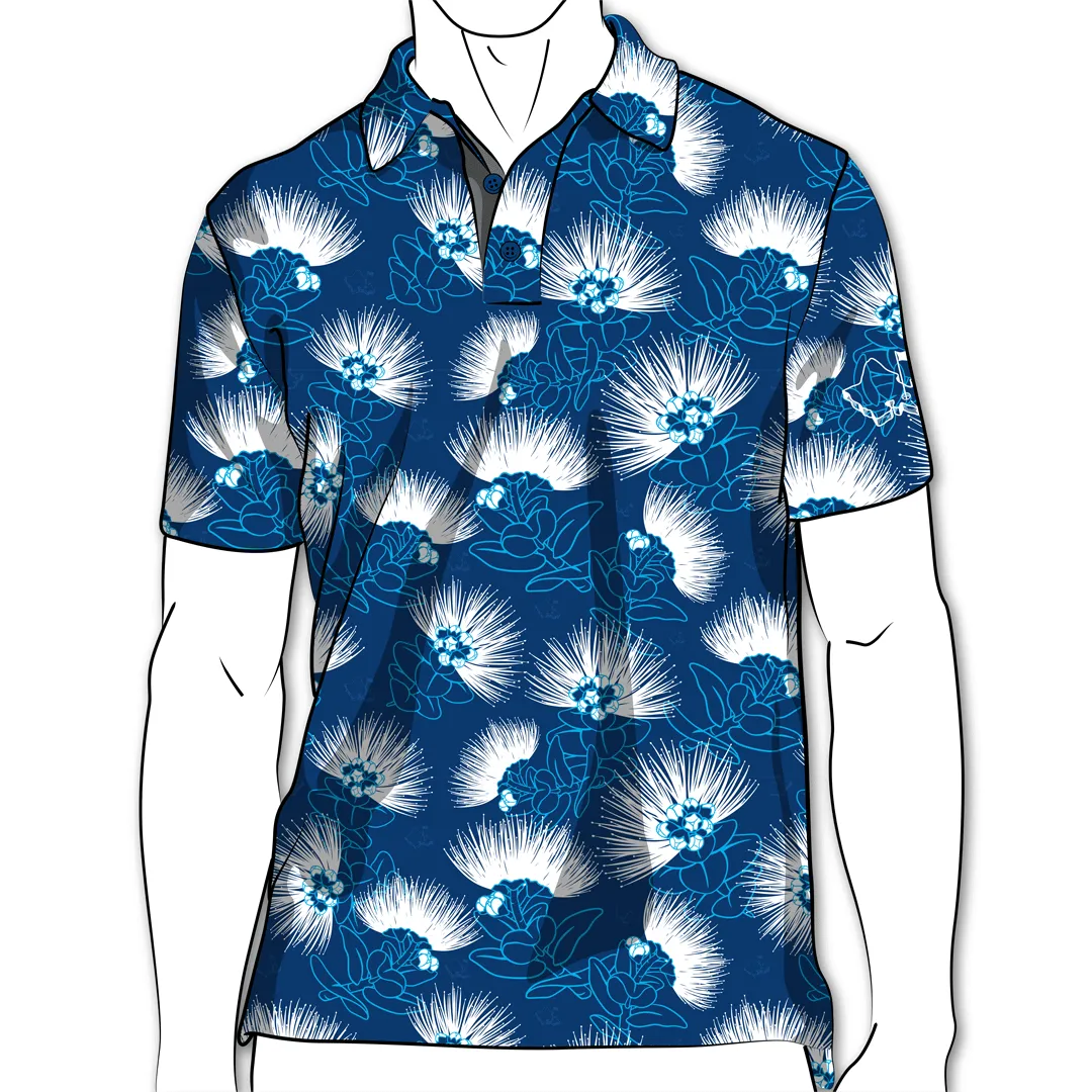 Blue Lehua - OGA Men's Polo - True Blue