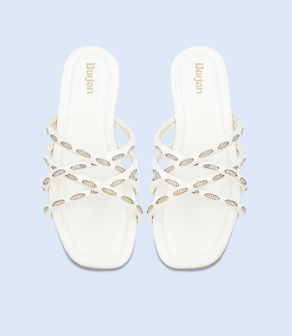 BW9285-White-Women Slipper