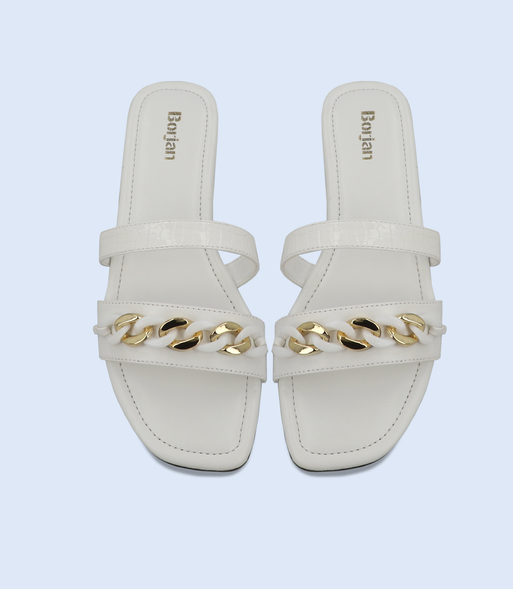 BW9423-WHITE-Women Slipper