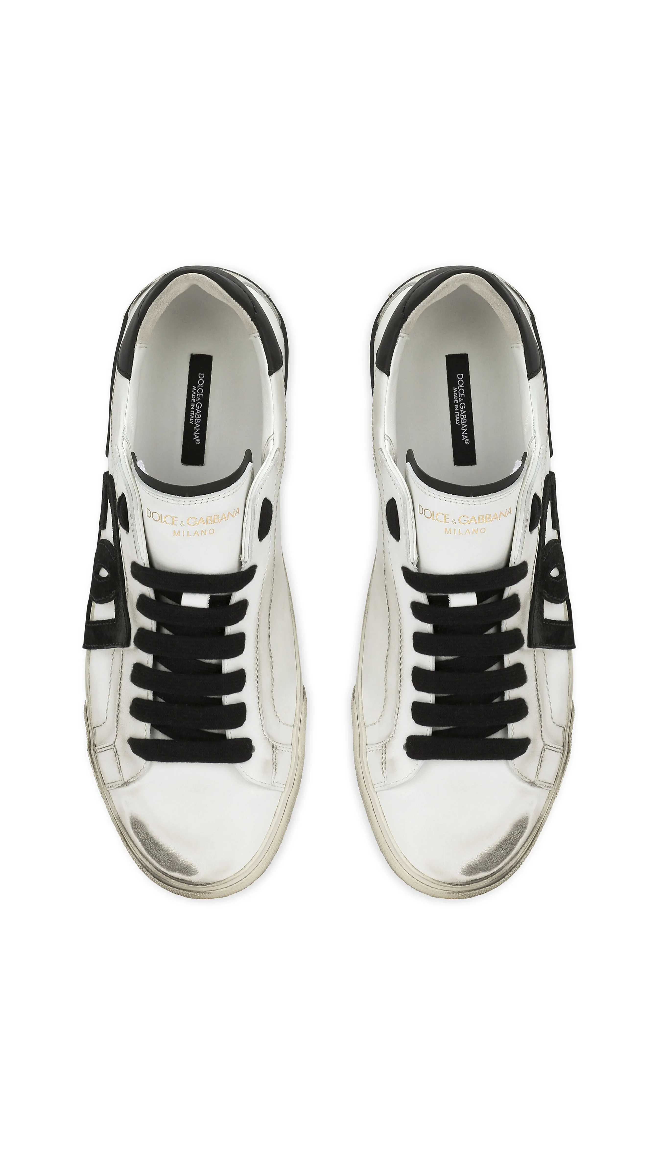 Calfskin Portofino Vintage Sneakers - White/Black