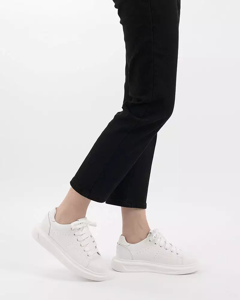 Classic  Lightweight Leather Walking Platform Sneakers