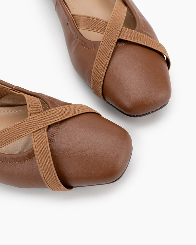 Crossover Straps Slip On Walking Ballet Flats