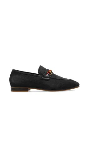 Denim Loafers with Horsebit - Black