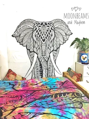 DIVINE NEW WHITE INDIAN ELEPHANT WALL HANGING / TAPESTRY