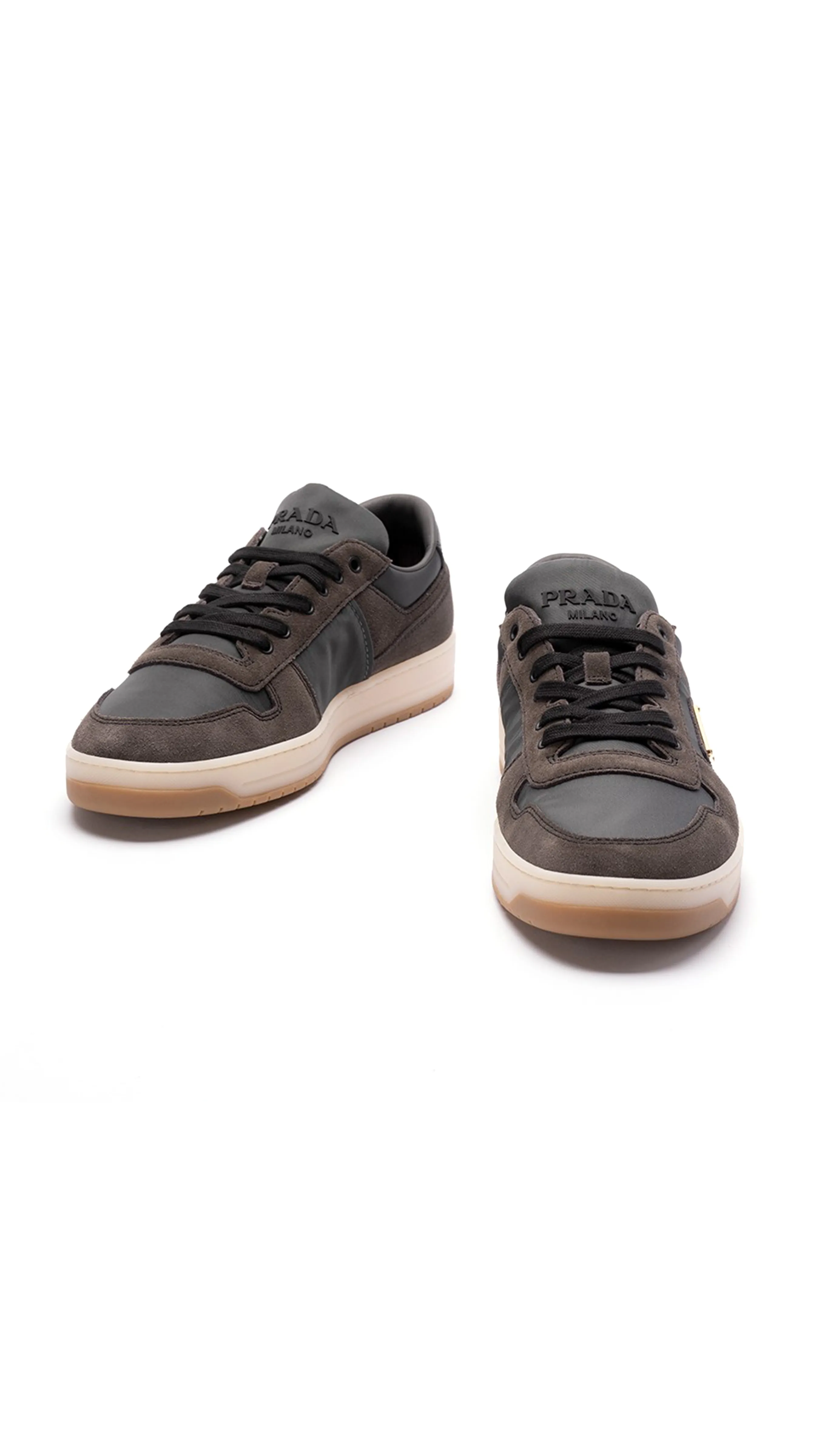 Downtown Delavé Suede and Re-Nylon Sneakers - Brown/Grey