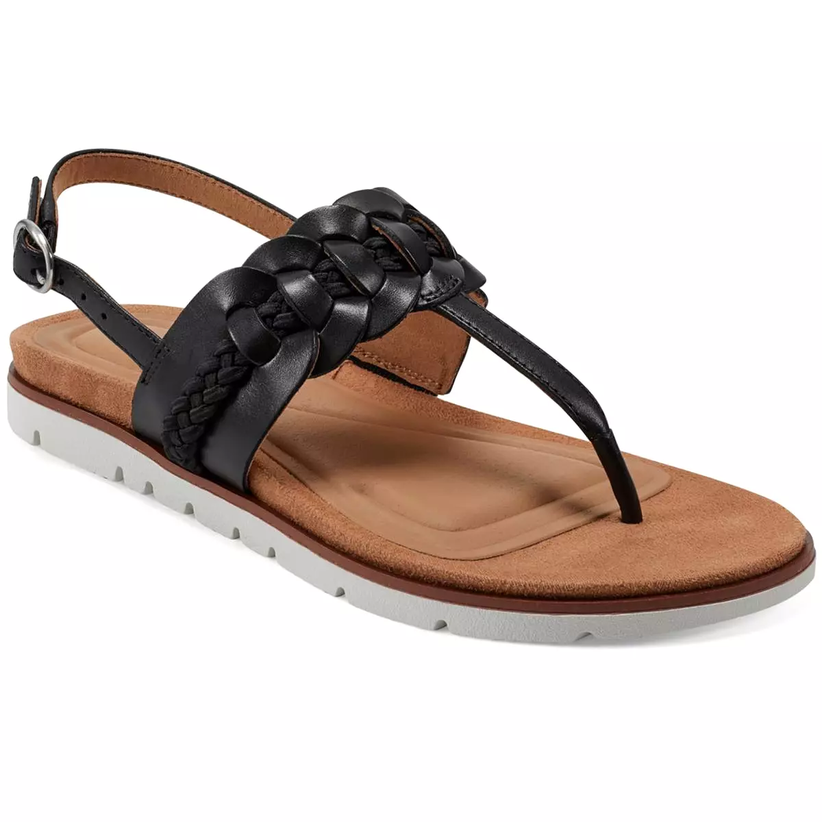 Easy Spirit Womens Elaine Leather Braided Thong Sandals