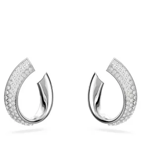 EXIST SMALL HOOP EARRINGS, WHITE, RHODIUM PLATED