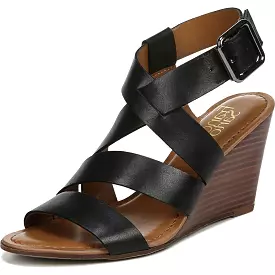 Franco Sarto Womens Yara Leather Ankle Strap Wedge Sandals