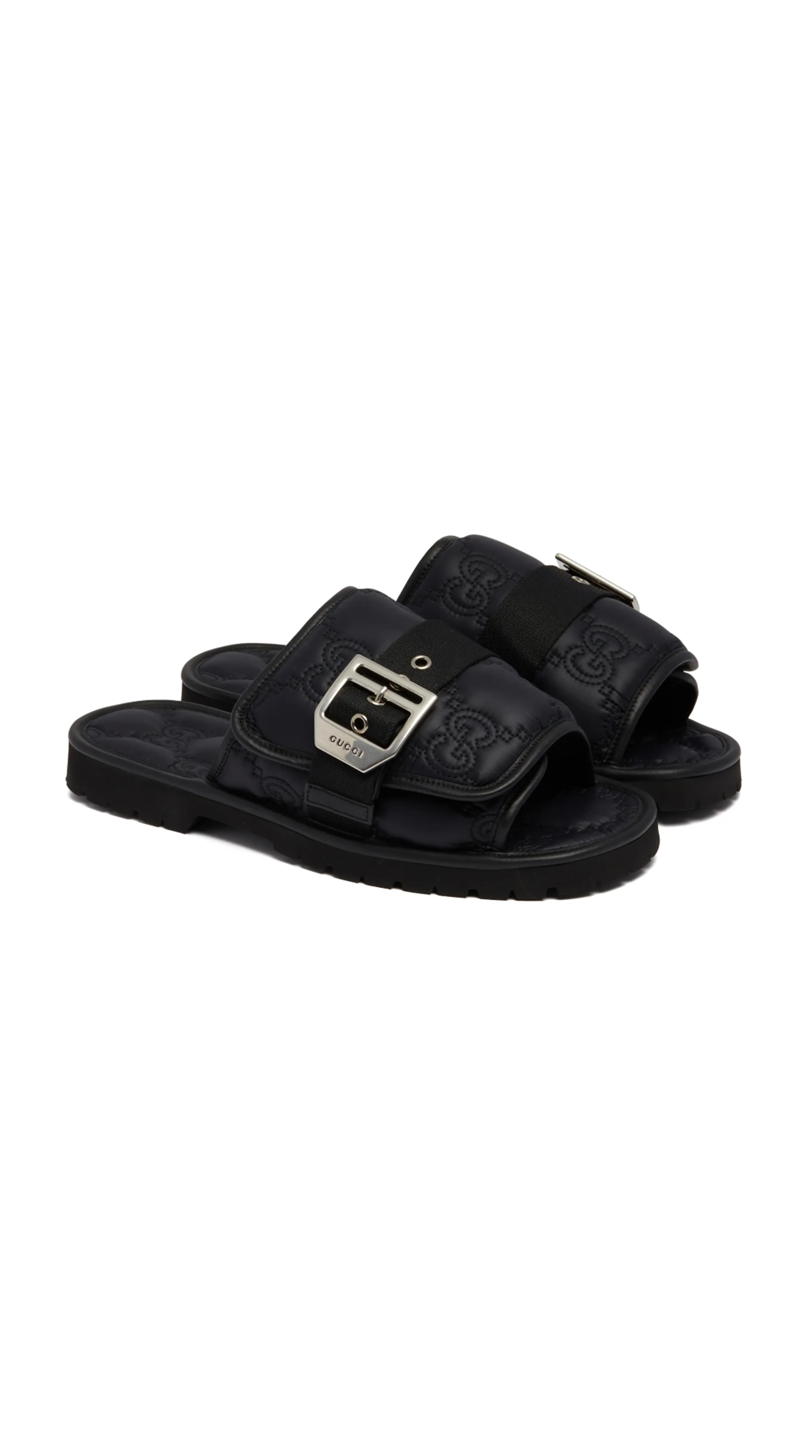 GG Buckle Nylon Slide - Black