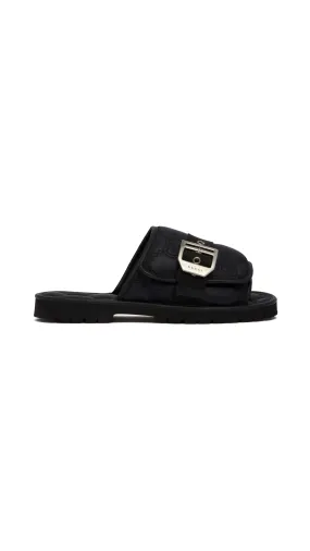 GG Buckle Nylon Slide - Black