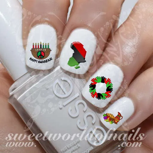 Happy Kwanzaa Nail Art Nail Water decals wraps