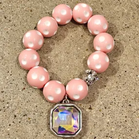 KIG Light Pink/White Square AB Chunky Bracelet