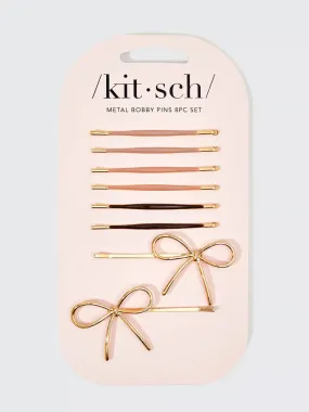 KITSCH Metal Enamel Bow Bobby Pin Set