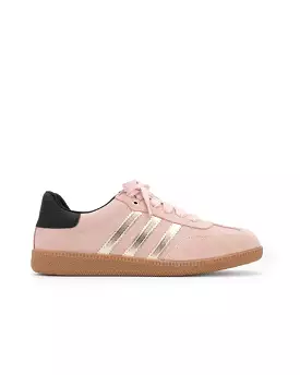 Light Pink Suede Leather Flat Sneakers