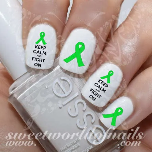 Lyme disease Awareness Art Nail Green Ribbon Water Decals Transfers Wraps