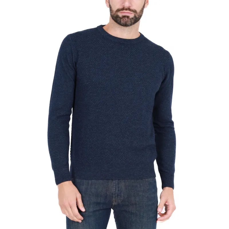 MAGLIA UOMO GIROCOLLO IN MISTO LANA, BLU