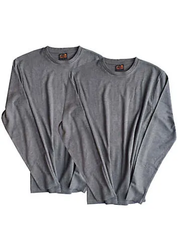 Mens 2 Pack Grey Cosy Thermal Tops | Look Again