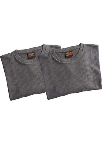 Mens 2 Pack Grey Cosy Thermal Tops | Look Again