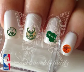 Milwaukee Bucks NBA Basketball Nail Art Water Decals Nail Transfers Wraps