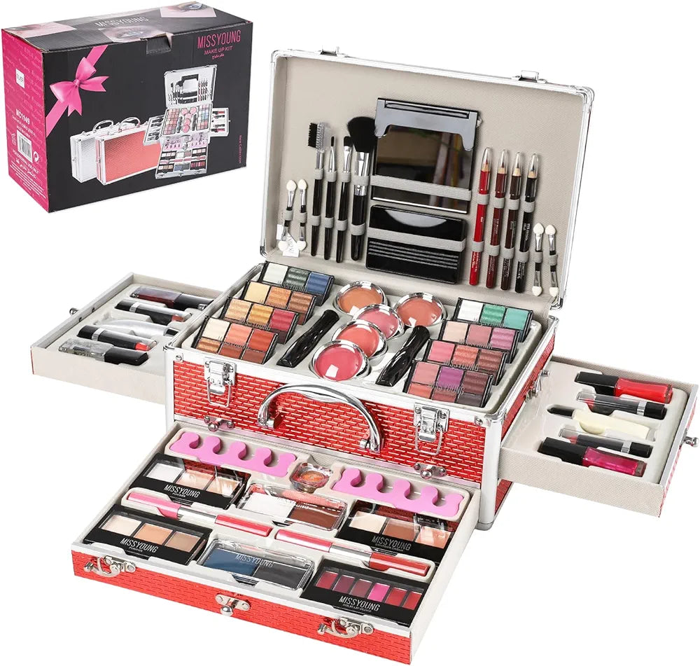 Miss Young MC1149 All in One Professional Makeup Kit for Women Full Kit Suitcase, Include Eyeshadow Palette, Lipstick Set, Conce