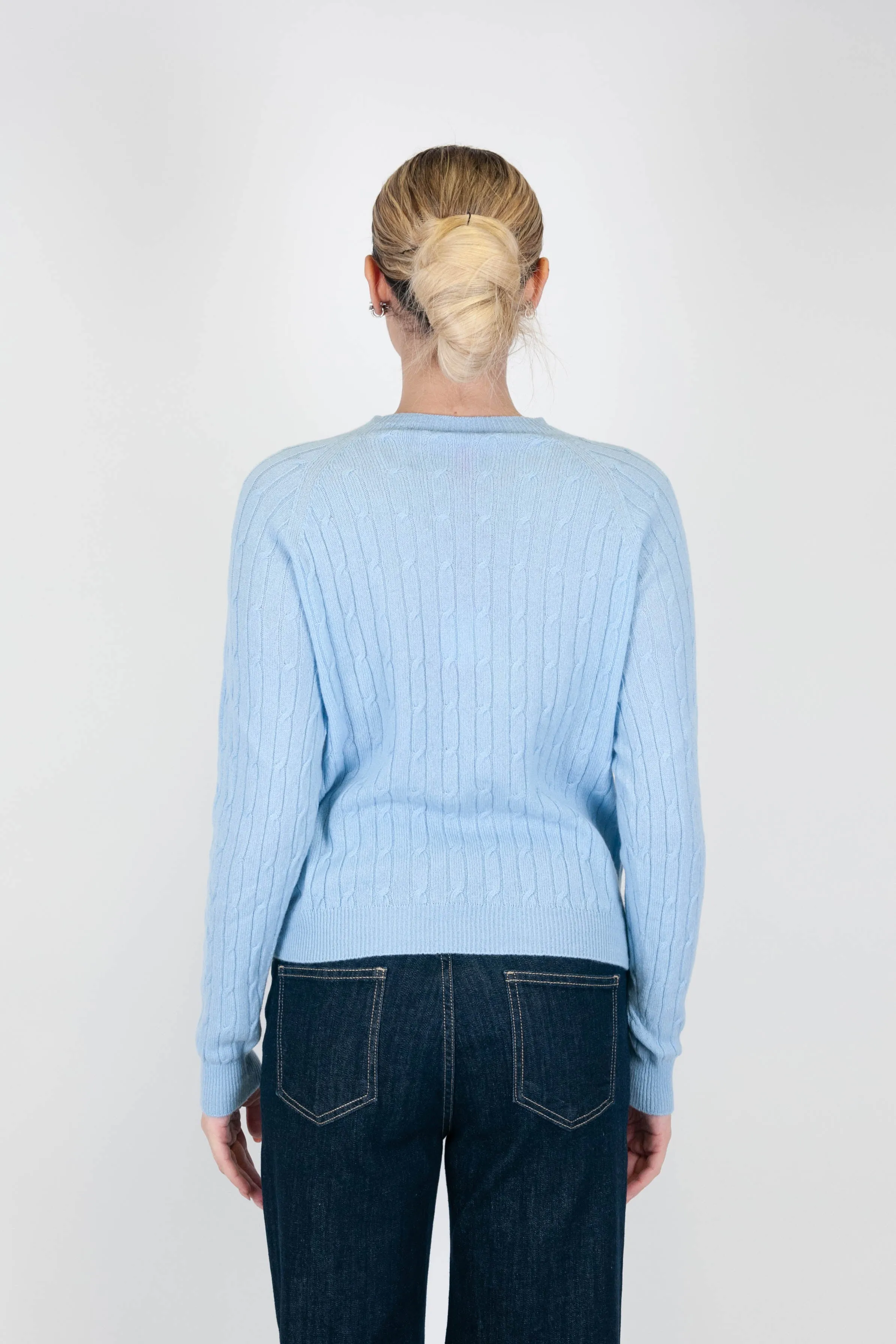 Motel - Maglia girocollo con trecce in 100% puro cashmere