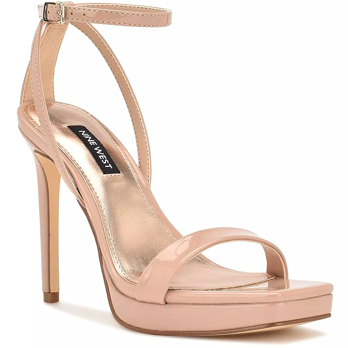 Nine West Womens Zilo 3 Patent Strappy Ankle Strap