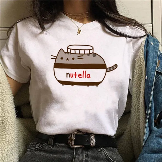 Nutella Kawaii Print T Shirt Women