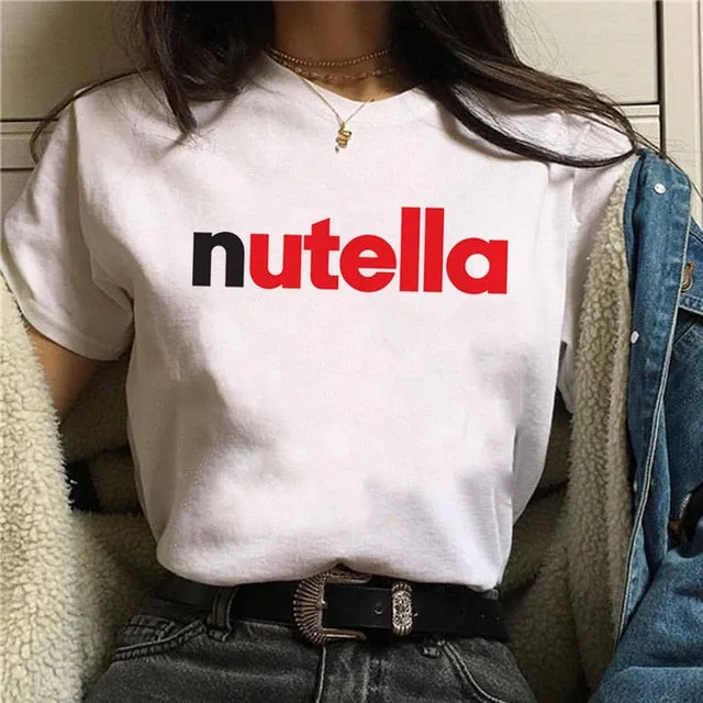 Nutella Kawaii Print T Shirt Women