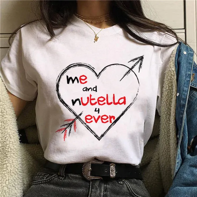 Nutella Kawaii Print T Shirt Women