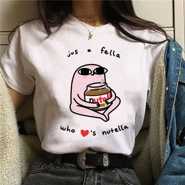 Nutella Kawaii Print T Shirt Women