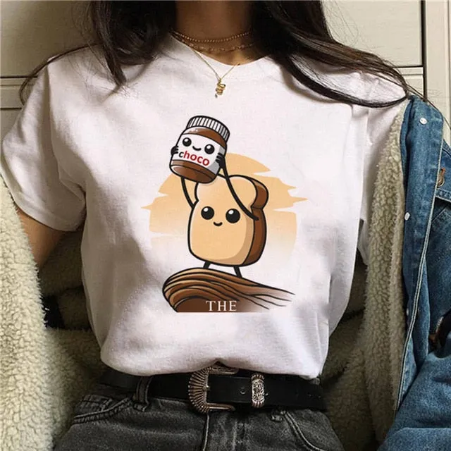 Nutella Kawaii Print T Shirt Women