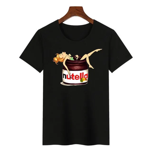 Nutella Kawaii Print T Shirt Women