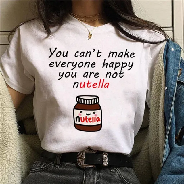 Nutella Kawaii Print T Shirt Women