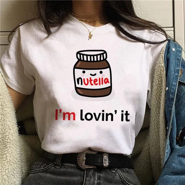 Nutella Kawaii Print T Shirt Women