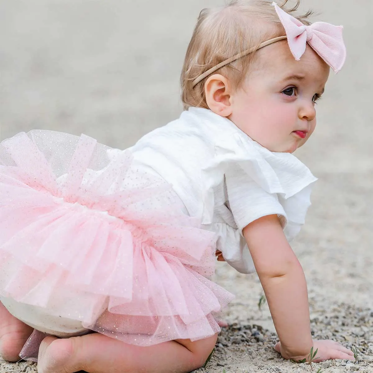 oh baby! Layered Frill Tutu Tushie - Pale Pink/Gold