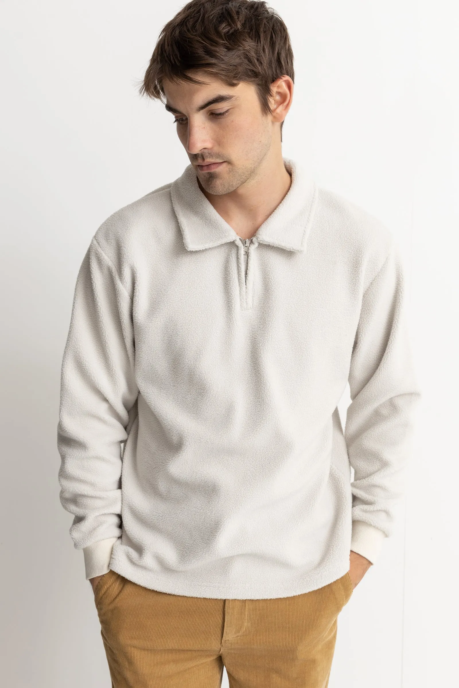 Oskar 1/4 Zip Reverse Fleece Natural