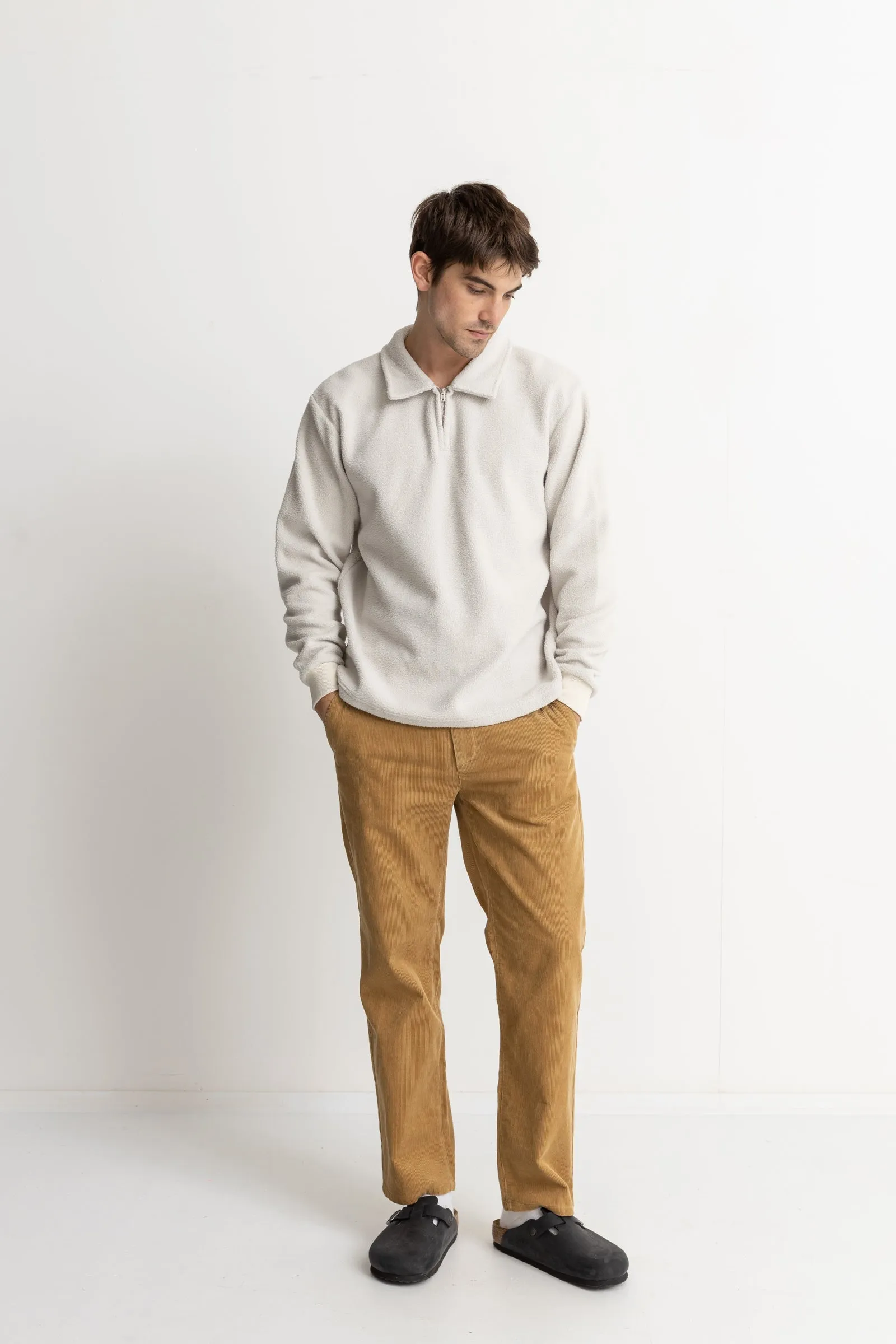 Oskar 1/4 Zip Reverse Fleece Natural