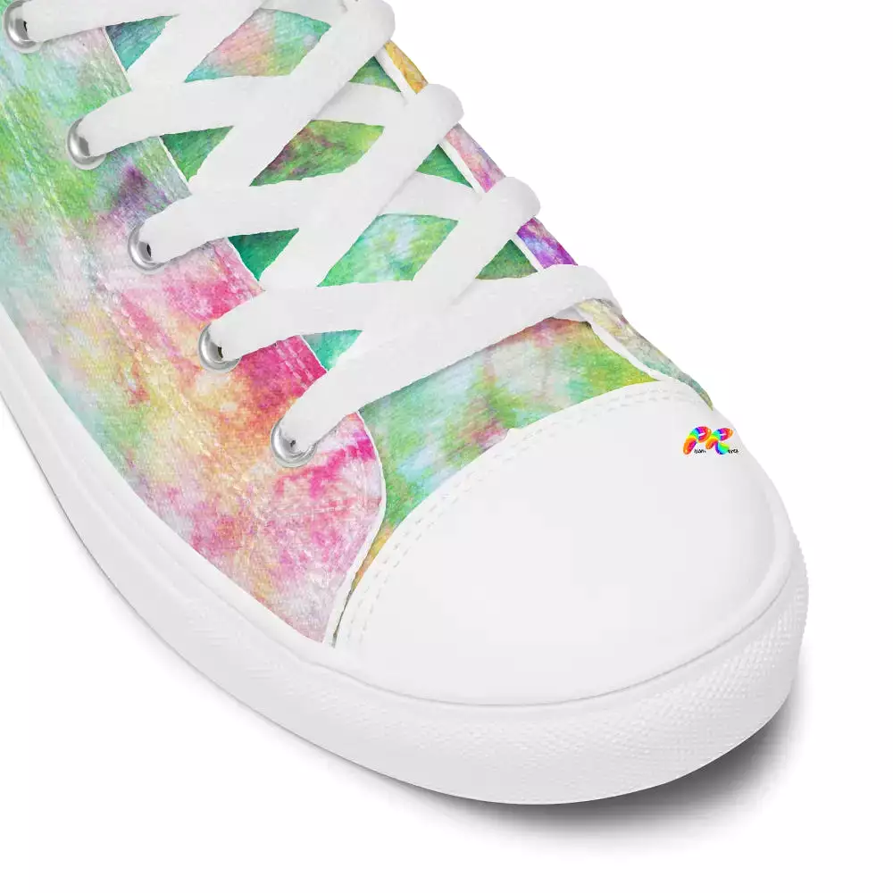 Pastel Tie Dye Women's High Top Canvas Shoes