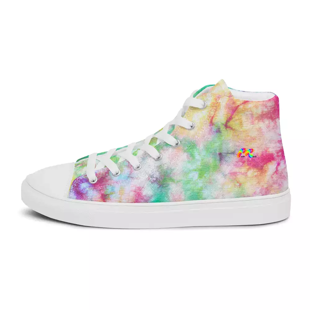 Pastel Tie Dye Women's High Top Canvas Shoes