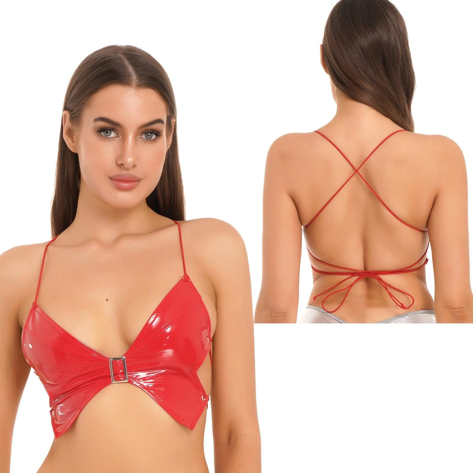 Patent Leather Wireless Bra Top