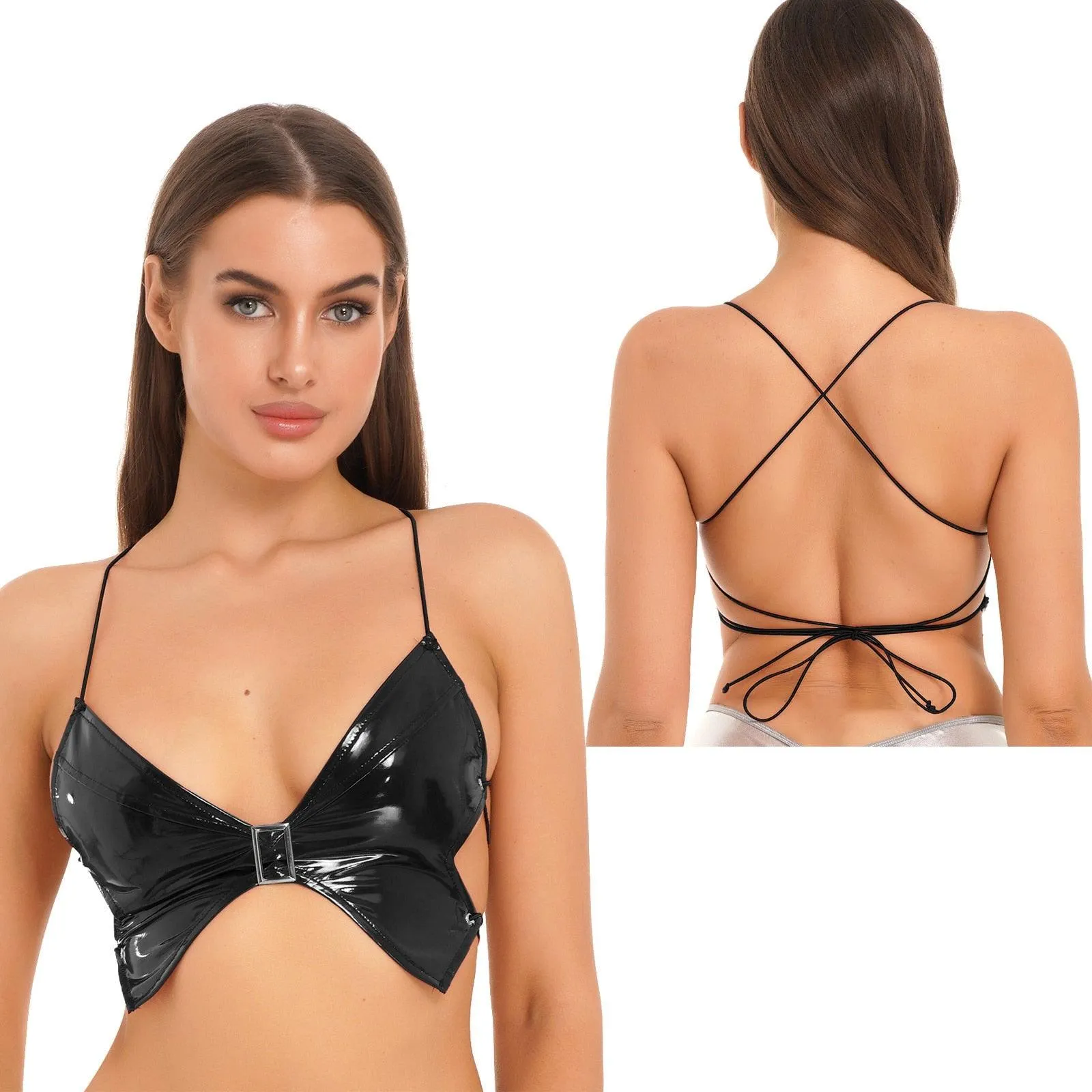 Patent Leather Wireless Bra Top