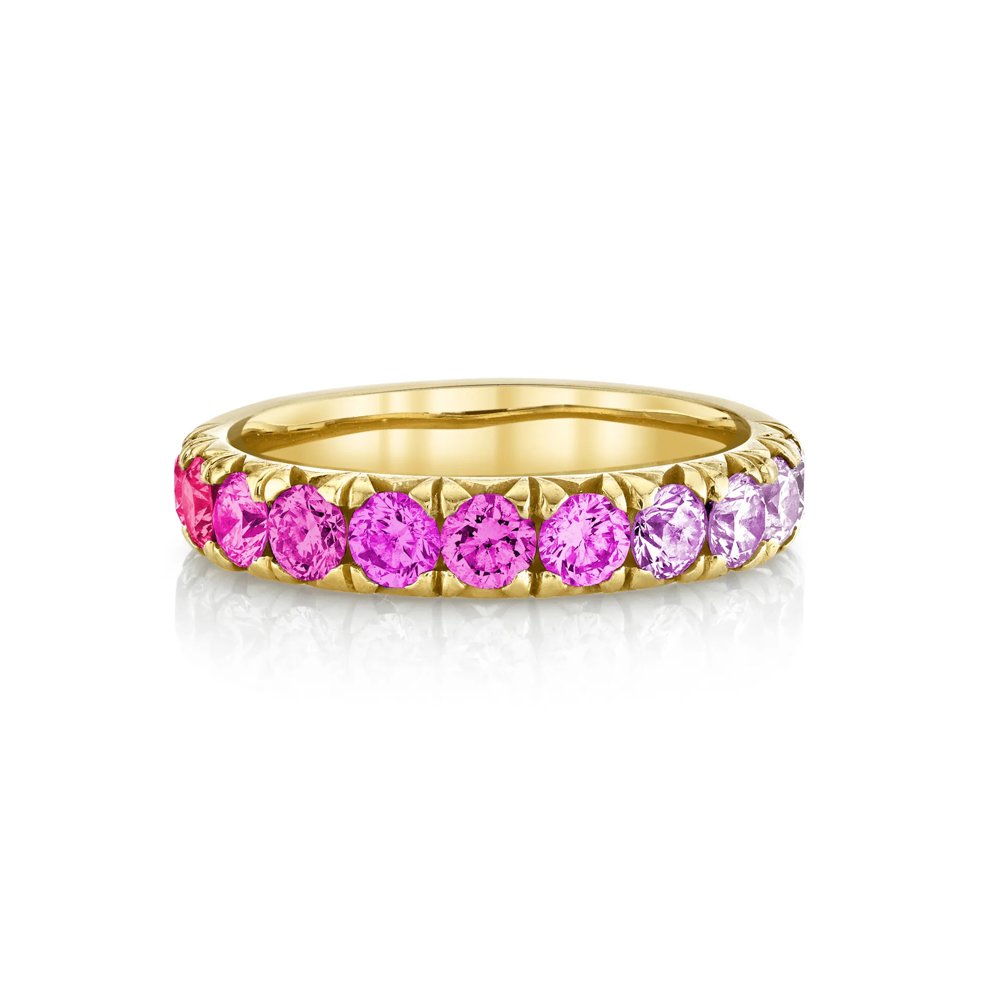 Pink Sapphire Ombré French Pavé Band | Ready to Ship