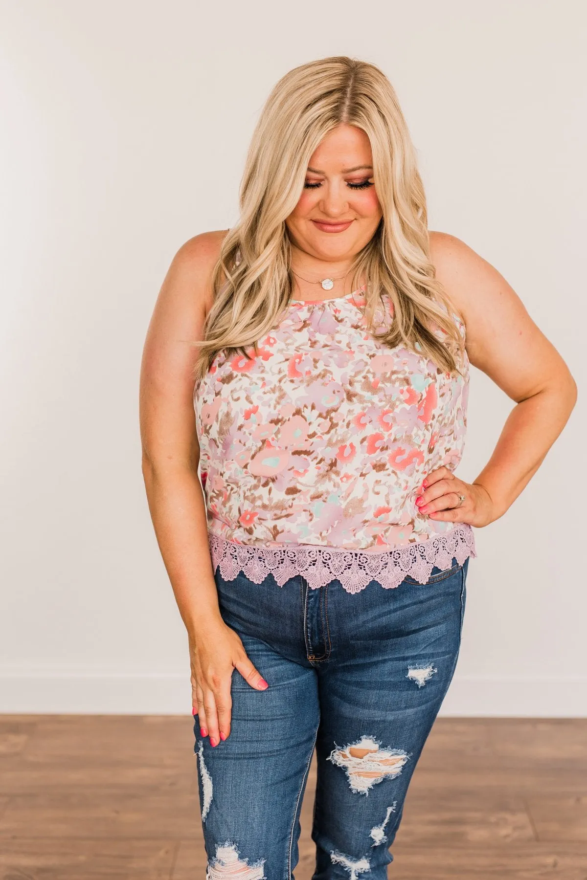 Ready To Bloom Floral Tank Top- Lilac & Pink